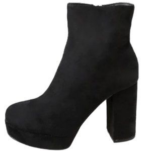 layne black suede platform ankle booties